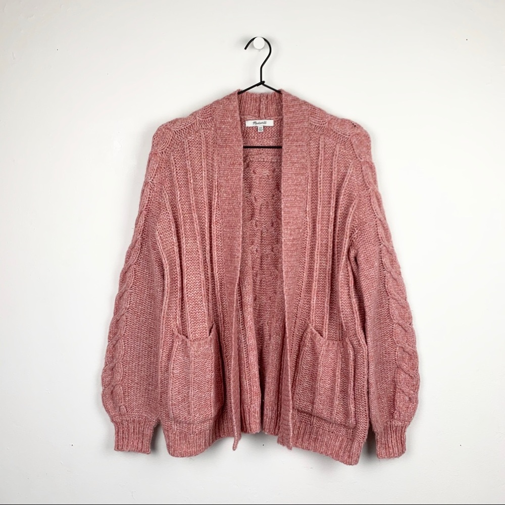 Madewell Bubble Sleeve Cable Knit Cardigan Sweater‎
